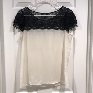 White and Black Lace Blouse